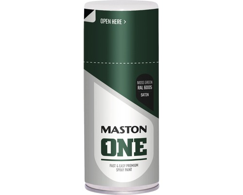 Peinture aérosol Maston ONE Satin RAL 6005 150 ml Bombe de peinture Maston, vert mousse, RAL 6005
