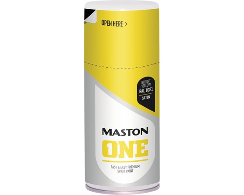 Peinture aérosol Maston ONE Satin RAL 1021 150 ml Peinture aérosol Masto One jaune clair, RAL 1021, pour une application rapide et facile