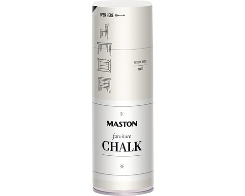 Bombe peinture à la chaux Maston pour meubles blanc antique 400 ml Peinture aérosol Mastons Furniture Chalk, adaptée aux meubles