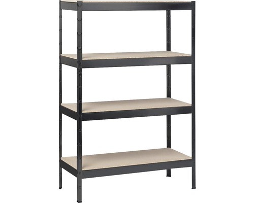 Etagère charge lourde, lot de 2, avec établi, jusqu'à 900 kg, 5 niveaux,  métal et MDF, HxLxP : 180 x 100 x 60 cm, gris