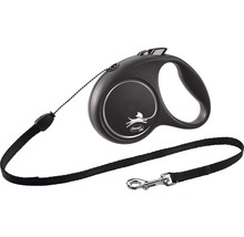 Laisse pour chiens flexi laisse à enrouleur avec corde S 5 m < 12 kg noire