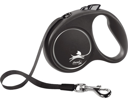 Laisse pour chiens flexi laisse à enrouleur avec sangle S 5 m < 15 kg noir