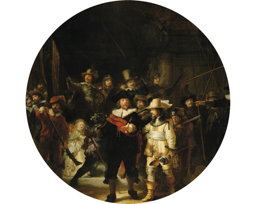 Papier peint panoramique intissé HRBC000025 Rembrandt van Rijn La Ronde de nuit Ø 95 cm