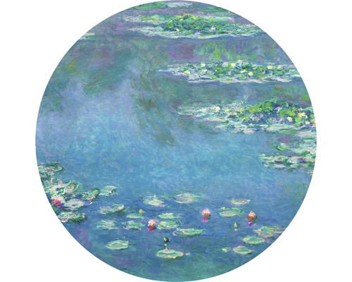 Papier peint panoramique intissé HRBC000036 Monet Les Nymphéas Ø 95 cm Peinture de nénuphars dans un bassin.