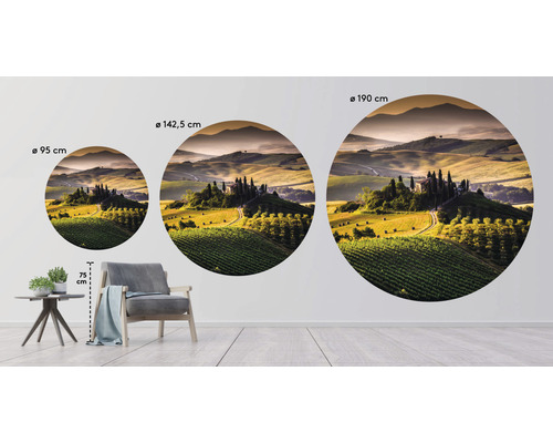 Trois décorations murales rondes avec des motifs de paysage en différentes tailles
