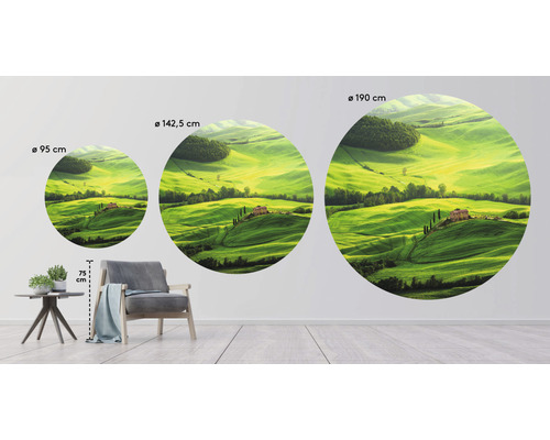 Wandaufkleber mit Landschaftsmotiv in drei verschiedenen Größen