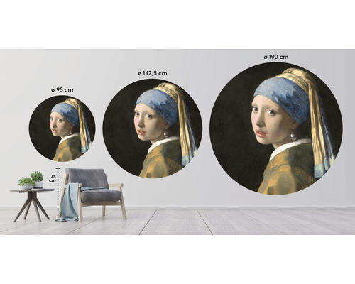 Wandsticker mit dem Gemälde Mädchen mit dem Perlenohrgehänge in drei verschiedenen Größen