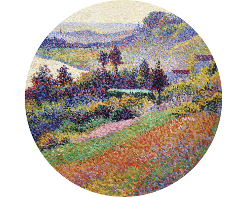 Papier peint panoramique intissé HRBC000046 La Seine à Herblay Ø 95 cm Peinture d''un paysage dans le style du pointillisme