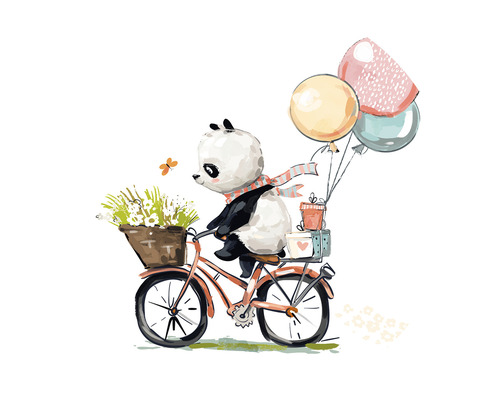 Papier peint panoramique intissé HRBC000091 Panda sur un vélo Ø 95 cm