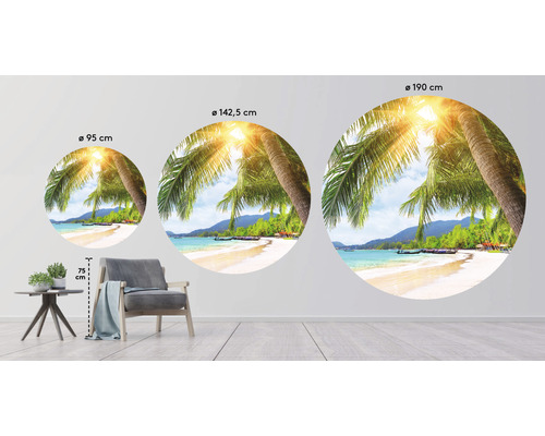Sticker mural décoratif avec motif de plage en trois tailles