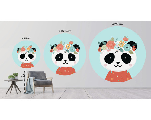 Différentes tailles du sticker mural avec motif panda