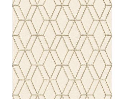 Papier peint intissé DE120063 Wall Stitch géométrique beige Textile avec motif géométrique en losanges