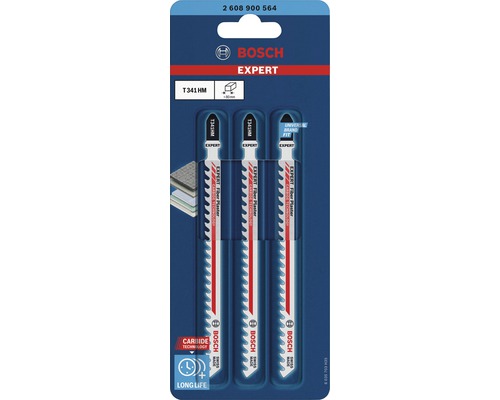 Lames de scie sauteuse Bosch Expert, T 341 HM, lot de trois