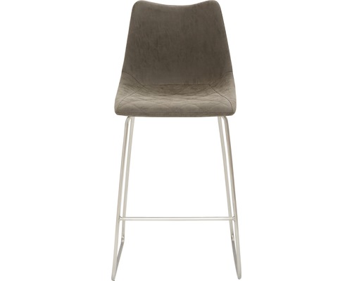 Barhocker mit grauem Sitz und Metallbeinen