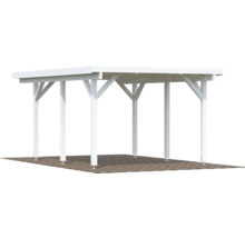 Carport simple Palmako Karl 11,7 m² 360 x 512 cm apprêt par immersion blanc
