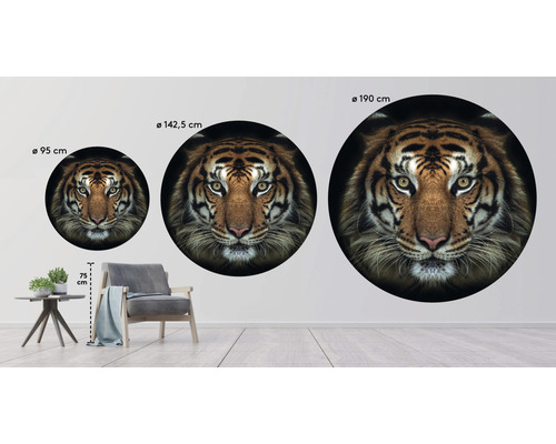 Autocollant mural décoratif avec tête de tigre en différentes tailles