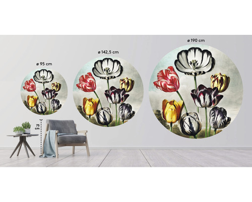 Dekorativer Wandaufkleber mit Tulpenmotiv in drei Größen