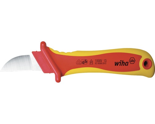 Couteau à câble Wiha avec lame courbée et manche isolé