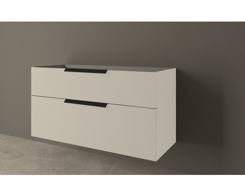 Meuble sous-lavabo suspendu avec deux tiroirs et poignées