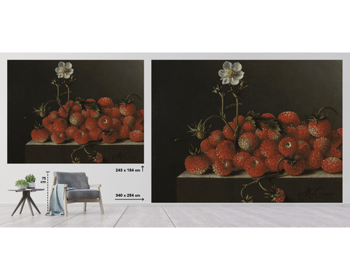 Wandbild mit Erdbeeren-Motiv, Abmessungen 340 mal 254 Zentimeter