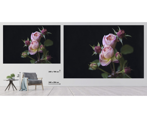 Papier peint photo avec motif de roses dans une pièce