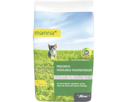 Engrais pour gazon de printemps Manna Progress 5 kg 200 m² Engrais printanier pour gazon Manna Progress pour un gazon dense, paquet de 5 kilogrammes