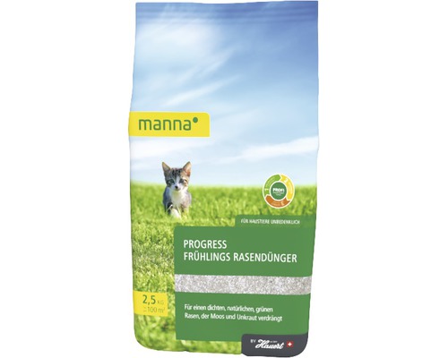 Packung Frühlingsrasendünger Progress von Manna mit Katzenmotiv