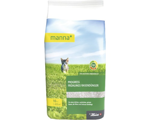 Engrais pour gazon de printemps Manna Progress 10 kg 400 m² Manna Progress Engrais de printemps pour gazon en paquet de 10 kilogrammes