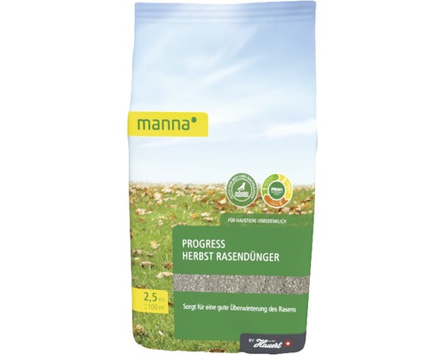 Engrais pour gazon d'automne Manna Progress 2,5 kg 100 m² Manna Progress Engrais d''automne pour gazon en sac de 2,5 kilogrammes
