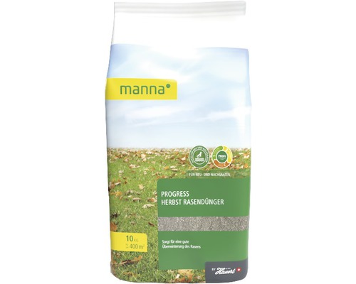 Engrais pour gazon d'automne Manna Progress 10 kg 400 m² Engrais pour gazon d''automne Manna Progress, sac de 10 kg pour 400 mètres carrés