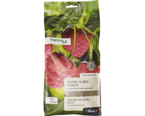 Engrais pour baies et fruits Manna Bio engrais organique 1 kg 10 m² Paquet d''engrais pour baies et fruits