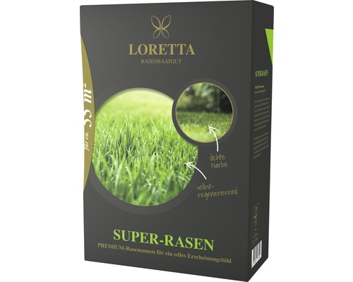 Semence de gazon Loretta Super-gazon 1,1 kg 55 m² Emballage de semences de gazon Loretta Premium pour environ 35 mètres carrés