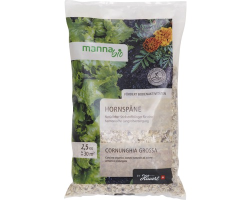 Hornspäne Manna Bio organischer Dünger 2,5 kg 30 m² Manna Bio Hornspäne Sack zur Bodenverbesserung