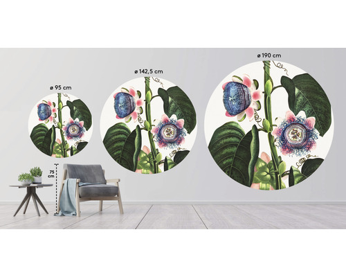 Dekorativer Wandsticker mit floralem Motiv in verschiedenen Größen als Wohnraumdekoration
