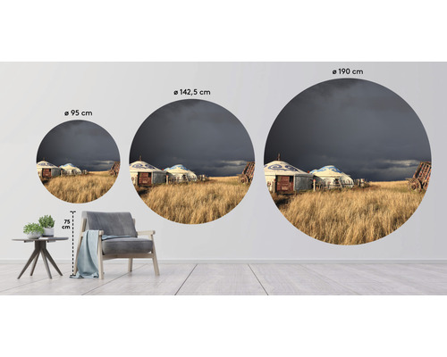 Image murale avec motif d''un paysage de steppe mongol en différentes tailles