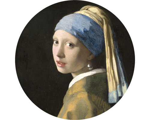 Papier peint panoramique intissé HRBC200041 Jan Vermeers La Jeune Fille à la perle Ø 190 cm Peinture La jeune fille à la perle