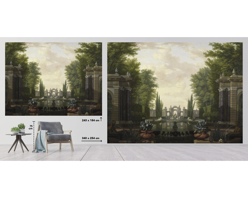 Fototapete mit Gartenmotiv und den Maßen 340 mal 254 Zentimeter
