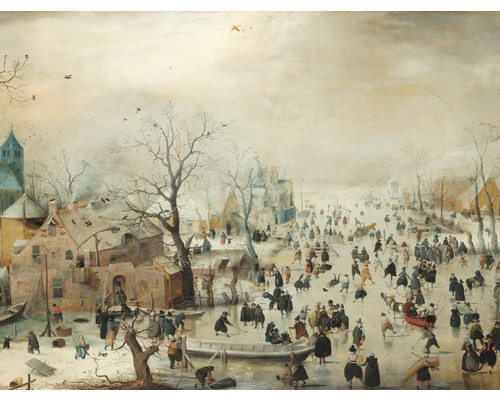 Papier peint panoramique intissé HRBP000042 Hendrick Avercamp Paysage d'hiver 5 pces 243 x 184 cm