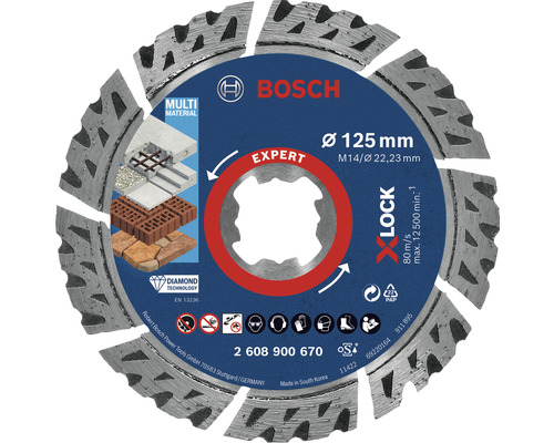 Disque à tronçonner diamanté Bosch Professional TS Multi Multi Ø 125x22 mm, système X-LOCK
