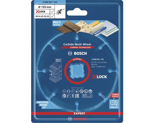 Disque à tronçonner multi matériaux carbure Bosch, diamètre 125 millimètres