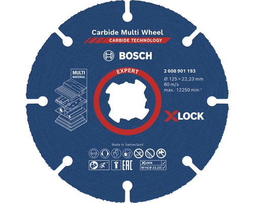 Disque à tronçonner Bosch Professional CMW Expert Ø 125x22 mm, insert X-LOCK Disque à tronçonner Bosch Carbide Multi Wheel avec fixation X-Lock