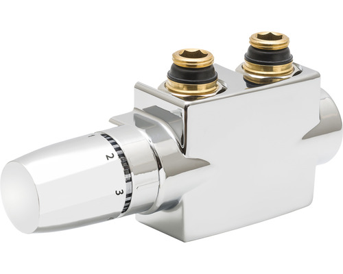Kit de raccordement central de robinetterie SCHULTE avec cache chrome H3765002 Robinet thermostatique de radiateur en métal avec tête thermostatique