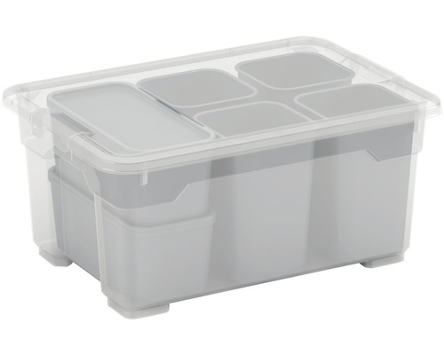 Kunststoffbox DIRK XS mit Deckel und 6 Trennfächern-0
