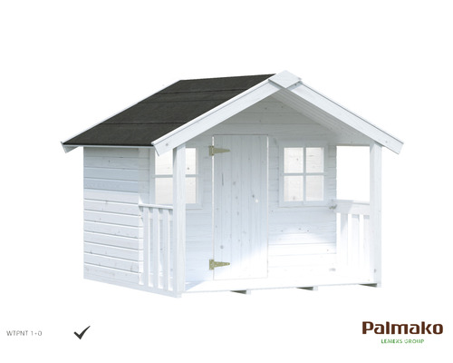 Maisonnette d''enfant en bois blanc avec toit noir