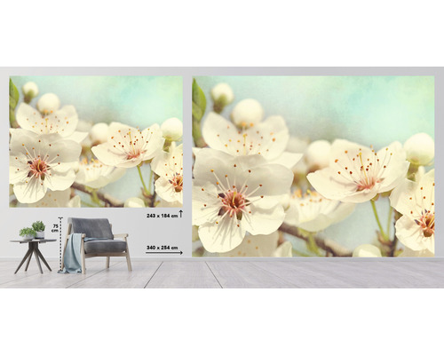Image murale avec motif de fleurs de cerisier en deux tailles