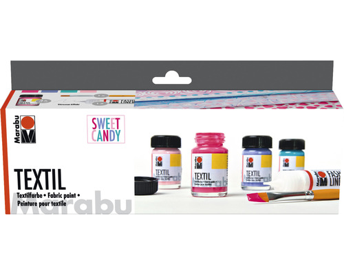 Kit tendance Marabu textile « Sweet Candy » 4x15 ml