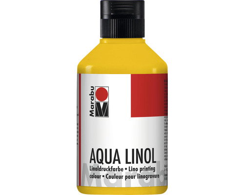 Peinture pour linogravure Marabu à base d'eau jaune moyen 021 250ml Encre d''impression Marabu Aqua Linol dans une bouteille