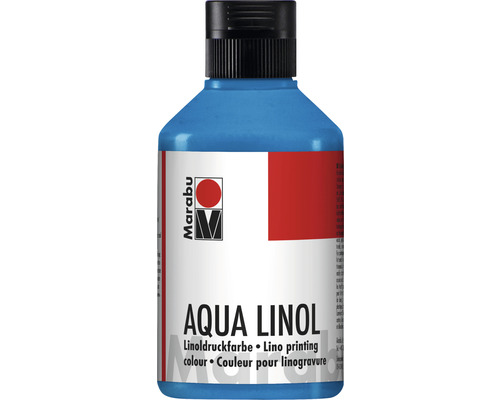 Peinture pour linogravure Marabu à base d'eau bleu moyen 052 250ml Bouteille d''encre de linogravure Aqua