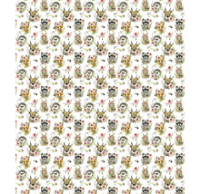 Muster mit Waldtieren, inklusive Waschbären, Füchsen, Hirschen, Hasen und Igeln