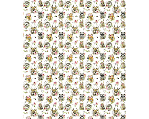 Papier peint panoramique intissé HRBP300087 Illustration animal 5 pces 243 x 280 cm Motif avec des animaux de la forêt, y compris des ratons laveurs, des renards, des cerfs, des lièvres et des hérissons